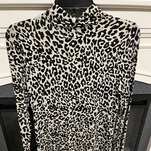 Loft turtleneck leopard blouse